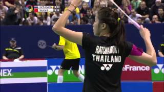 Yonex French Open 2015  Badminton SF M3WS  Ratchanok Intanon vs Wang Shixian [upl. by Dahs]