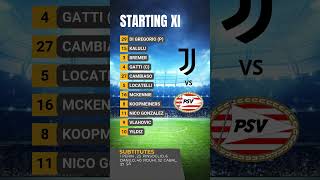 🔥⚪⚫ Juventus Ecco la Formazione Ufficiale per la Sfida contro il PSV 💪⚽ [upl. by Fayola]