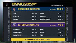 Oman D10 powered by Fancode  Round 2  Match 10  Ghubra Giants vs Bousher Busters [upl. by Kristi]