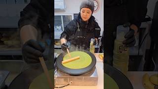 Banana Strawberry Green Crepe  Korean Street Food shortsvideo [upl. by Hizar286]