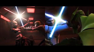 Star Wars The Clone Wars Anakin Skywalker VS Asajj Ventress amp Obi Wan Kenobi VS Grievous ITA [upl. by Gillespie]