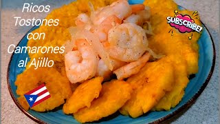 Camarones al Ajillo con Tostones Al Estilo Boricua [upl. by Rimola]