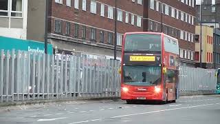 E400 ExManchester First Leicester 33693 SN12AGX Not in Service Leaves at Leicester Haymarket Bus Stn [upl. by Abner621]