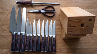 Paudin Universal Collection 14 in 1 Kitchen Knife Block Set Unboxing [upl. by Aleit]