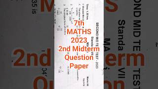 7th Std Maths 2nd Mid Term Test 2023 Question Paper  Dist Kanchipuram Thiruvallur  Class 7 Maths [upl. by Nosredneh]