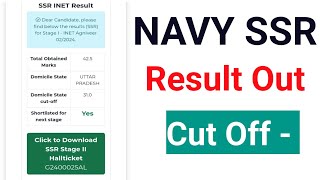 NAVY SSR RESULT OUT  CUT OFF MARKS  NAVY BHARTI RESULT OFFICIAL [upl. by Xymenes]