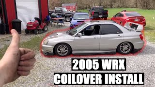 2005 Subaru Wrx Raceland Coilover Install ITS SLAMMED [upl. by Anikal239]