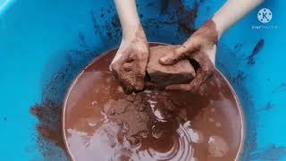 Pure red dirt shapes crumbling in water [upl. by Eecyaj]