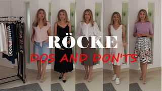 Rock Outfits Sommer Trends 2022 Bauch Hüfte Po kaschieren Dos and Donts Tipps Mode Style Damen [upl. by Sibilla]