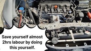 2015 Honda Civic AC condenser replacement the easy way No bumper removal [upl. by Eiffub772]