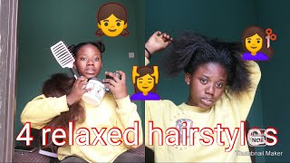 FOUR DIFFERENT RELAXED HAIR STYLES 1C HAIRSTYLES WITH JYNXXVERSE with laying edges secrets [upl. by Nonac]