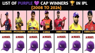 LIST OF PURPLE CAP WINNERS IN IPL 2008 TO 2024 [upl. by Wester]