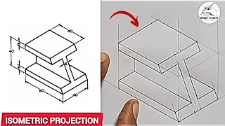 ISOMETRIC PROJECTION OF A MILLED BLOCK machinedrawing [upl. by Nylcsoj]