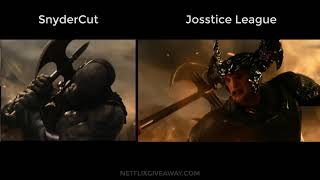 Justice League Comparison The Old Gods Fight Darkseid  Snydercut vs Josstice League [upl. by Hennessy813]