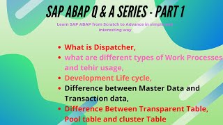 SAP ABAP  INTERVIEW QUESTIONS ANSWER  Part 1  Difference Between Transparent Pool and Cluster T [upl. by Marjory706]