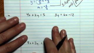 Section 74 Determine whether lines are parallel perpendicular or neither from equations [upl. by Relyat]