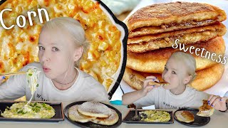 Eating Sweet Brown Sugar Pancakes Hotteok amp Korean Corn Cheese  Cook amp Eat [upl. by Kim]