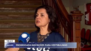 Educação Centro Paula Souza prorroga inscrições para vestibulinho das ETECs [upl. by Volnak]