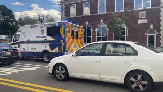 Teaneck Volunteer Ambulance 74 Responding with AIR HORNS on Cedar Lane in Teaneck New Jersey [upl. by Nosac789]