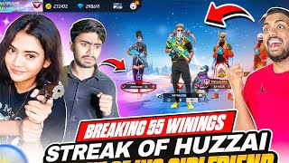 India No 1 Winning Streak In Rank Game Breaking 55 Winning streak Of Huzzai 😱  Garena Free Fire [upl. by Ifen]