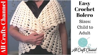 How to crochet a Bolero All Sizes child to Adult [upl. by Buskirk]