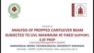 Analysis of propped cantilever beam subjected to UVL maximum at fixed support 0 at prop [upl. by Eliga]