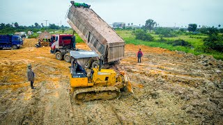 incredible KOMATSU D31A Bulldozer Pushing Soil So Fast And Loading By 5T amp 25T Dump Truck [upl. by Razaele917]