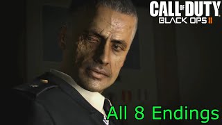 Call of Duty Black Ops II All 8 Endings Best Bad Worst killSpare Menendez [upl. by Tenner687]