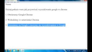 Jak przywrócić wyszukiwanie google w chrome [upl. by Aicile]