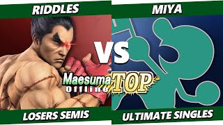 Maesuma TOP 12 Losers Semis  Riddles Kazuya Vs Miya Game amp Watch Smash Ultimate  SSBU [upl. by Ahsenav]