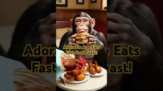 Adorable Ape Devours Fast Food Double Cheeseburger Feast Will Make You Smile [upl. by Assiron]