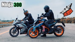 2024 KTM Duke390 vs Ninja 300 Top End Race [upl. by Cogen]