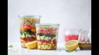 Greek Orzo Salad in a Jar  Meal Prep [upl. by Enair]