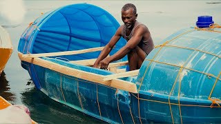 Man Transforms 4 Plastic Drums into an Amazing Boat  Start to Finish Build [upl. by Eldon509]