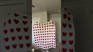 the best blanket i’ve made so far ︎ ︎♡ crochet blanket ︎heart red crochet ing [upl. by Dranyl]