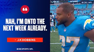 JK Dobbins says he is NOT satisfied in win over Panthers [upl. by Nnaeirelav]