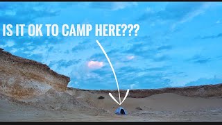 SOLO Trekking amp camping in ZEKREET MOUNTAINS  Eye Rock  Dust Storm  Qatar [upl. by Mcdade]