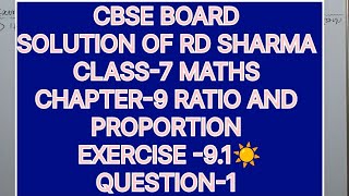 CLASS7 SOLUTION OF RD SHARMA CHAPTER9 RATIO AND PROPORTION EXERCISE 91 QUESTION2 [upl. by Narrad]