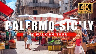 🇮🇹 Palermo Sicily Walking Tour  Street Food Tour Markets of Sicilia 4K HDR  60fps [upl. by Nageet]