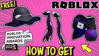 EVENT How To Get ROBLOX INNOVATION AWARDS 2024 ITEMS  Voters Pin Pauldrons Sash Hat amp Wreath [upl. by Aikas]