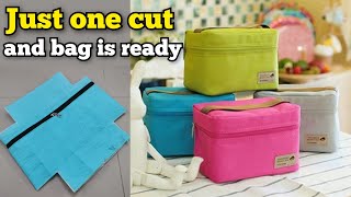 ⭐New Trick  Lunch box bag making at home bag cutting and stitching box pouch DIY makeup pouch [upl. by Chui]