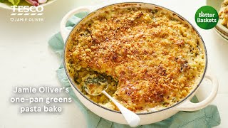 Jamie Olivers One Pan Greens Pasta Bake [upl. by Wurst]