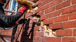 Bricklaying  Repairing a Crack In a Brick Wall [upl. by Henryk]