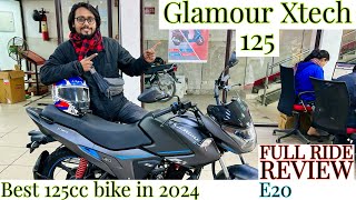 Hero Glamour Xtech 125 Full Ride Review 2024  Glamour Xtech 125 Mileage Test amp Top speed Test 2024 [upl. by Nadnerb]