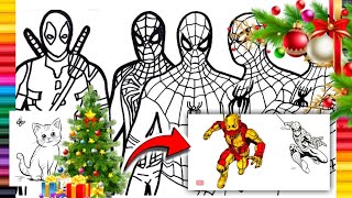 COLORING SUPERHERO CAT SPIDERMAN VS ANTMAN OF CHRISTMAS STORY🇺🇸🇺🇸AVENGERS CAT COLORING PAGES🇺🇸 [upl. by Lidia]