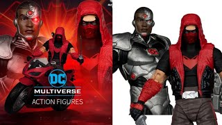 New McFarlane Toys Red Hood Cyborg Sportscycle action figures available at entertainment earth [upl. by Saunder404]