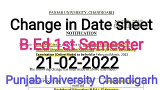 Change in Date sheet Bed 1st semester Punjab University Chandigarh [upl. by Waite]