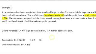 Linear Programming intro  defining variables constraints objective function [upl. by Annaitsirk]