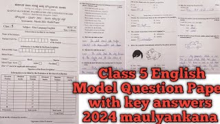 Class 5 English Model Question Paper with key answers First language 2024 maulyankana karnataka [upl. by Allianora]