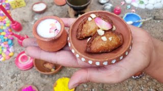 Miniature Gujiya  Chasni Wali Gujiya with Classic Thandai  Rinis Miniature [upl. by Atteuqehs]